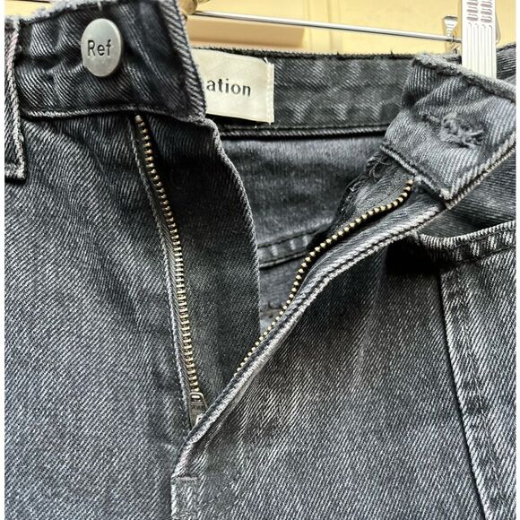 Reformation, distressed, black denim ankle pants, zipper closure, pockets, 25 - Picture 4 of 8
